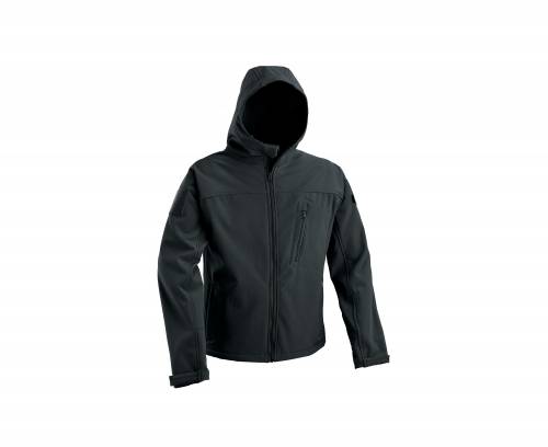 Soft shell jacket with fixed hood - black