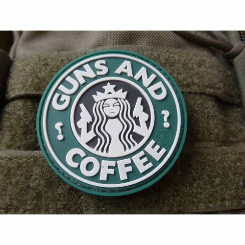Patch cauciuc - guns and coffee - color